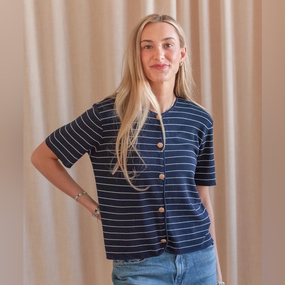 Dreamers By Debut Tops - Dreamers by Debut navy striped knit top, Small/Medium, New with Tags